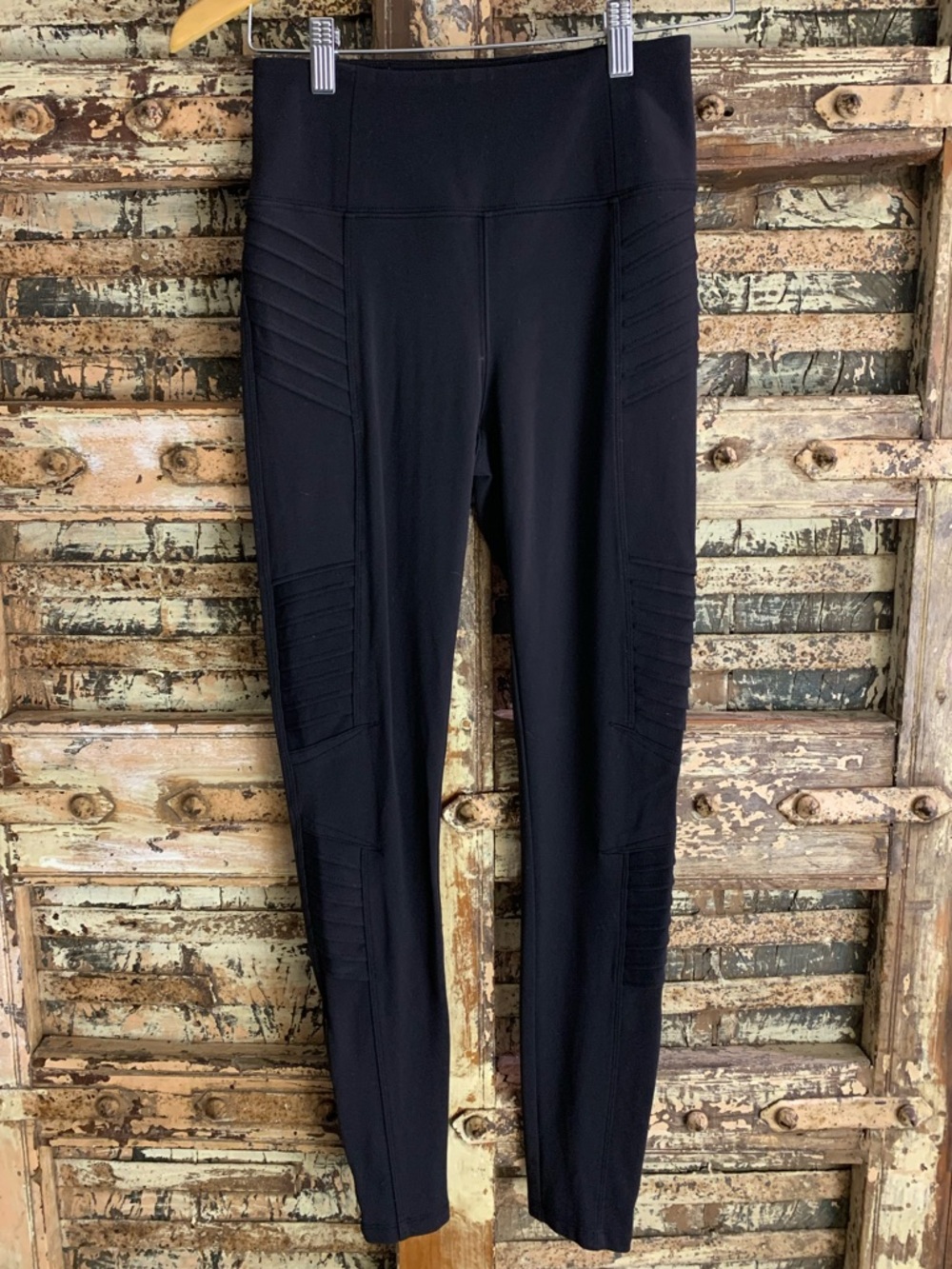 Athleta Delaney Moto Tights Black High-Waist Ribbed Panel Leggings - Women XS